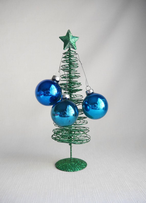 Vintage Blue Mercury Glass Christmas Ornaments 2 Round Etsy