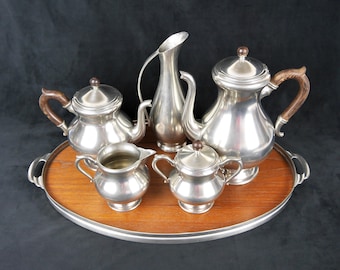 Royal Holland Pewter Silver KMD TIEL Coffee Tea Service, 6 Piece