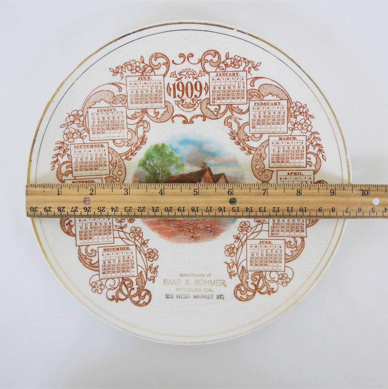 American China Company Antique 1909 Calendar Plate Toronto Etsy