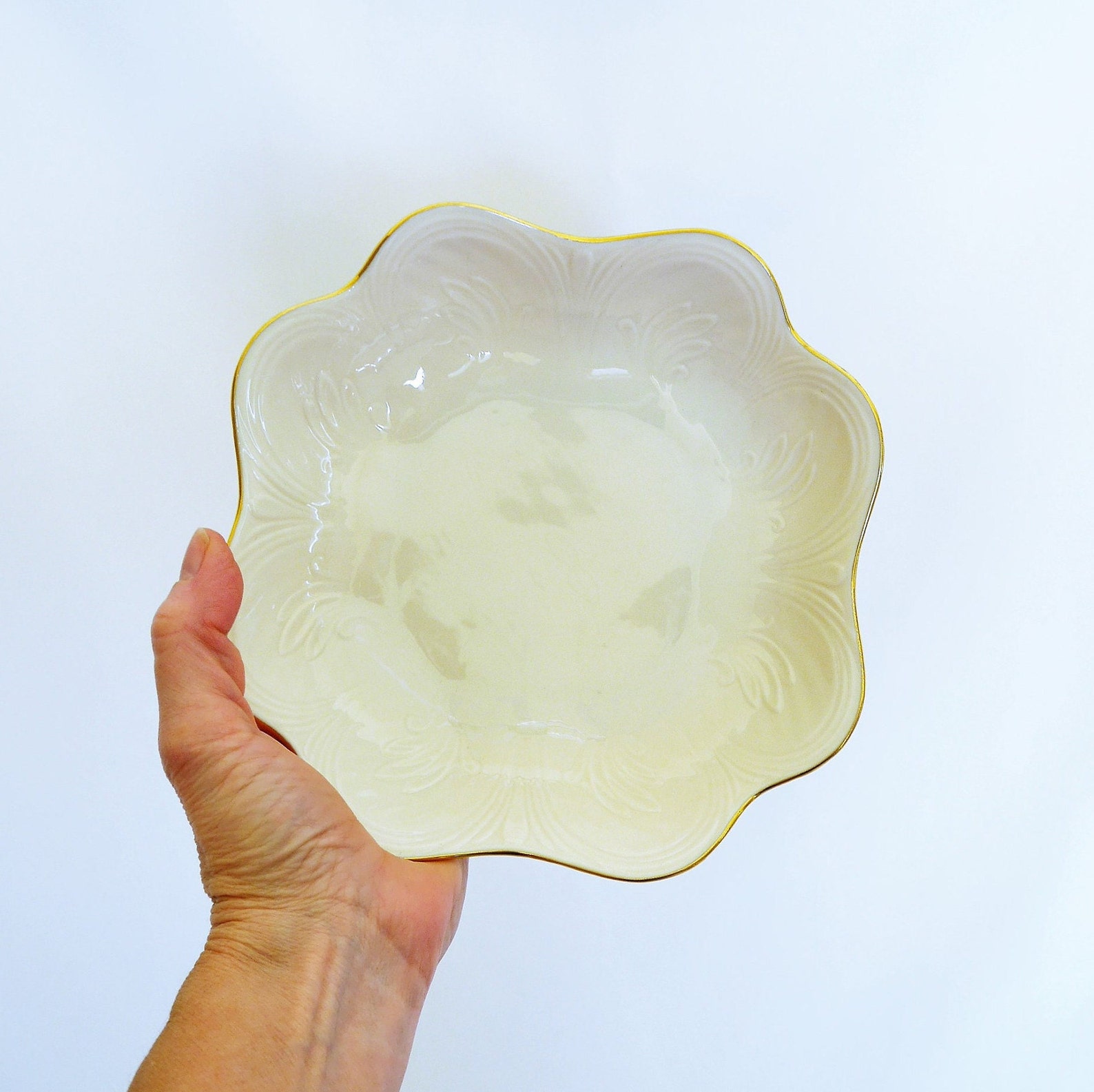 Vintage Lenox Ruffled Candy Dish Nut Bowl Embossed Leaf & Etsy