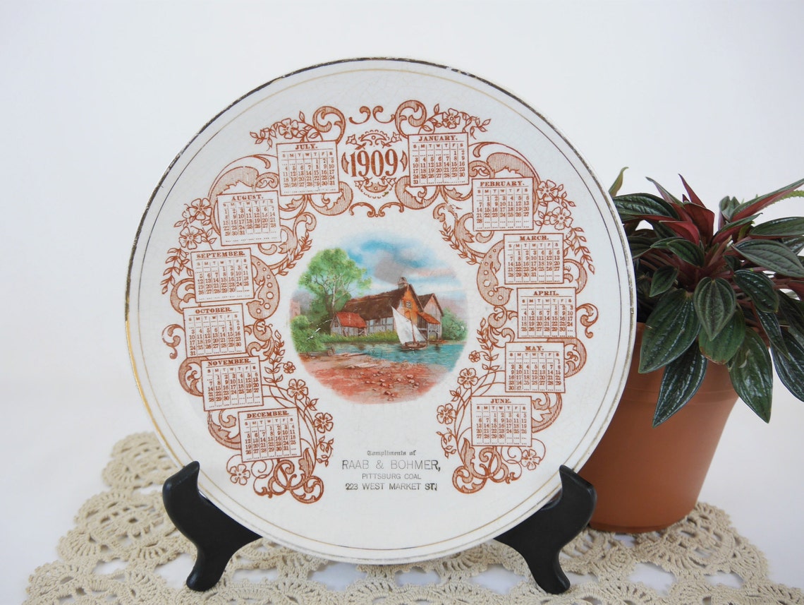 American China Company Antique 1909 Calendar Plate Toronto Etsy