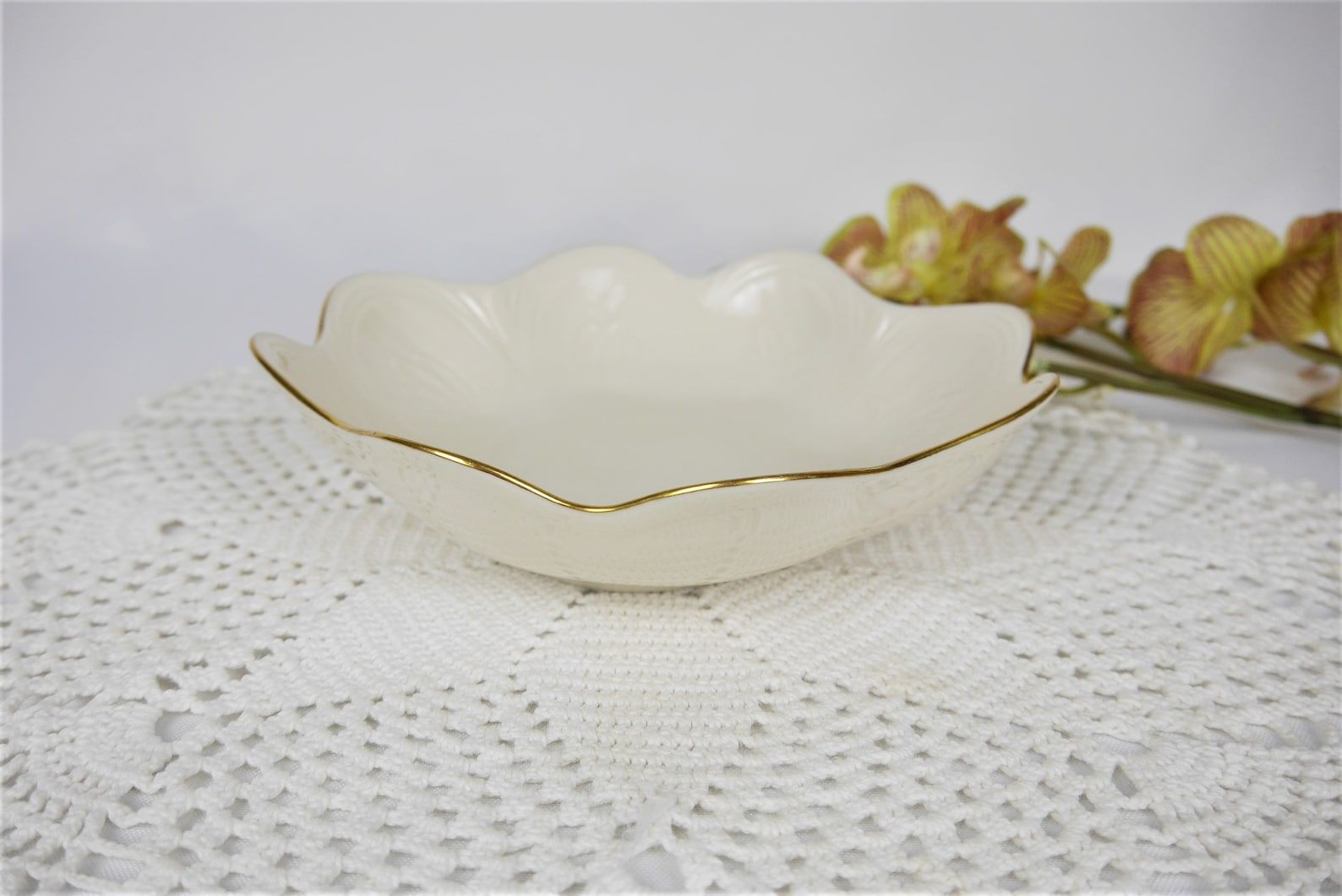 Vintage Lenox Ruffled Candy Dish Nut Bowl Embossed Leaf & Etsy