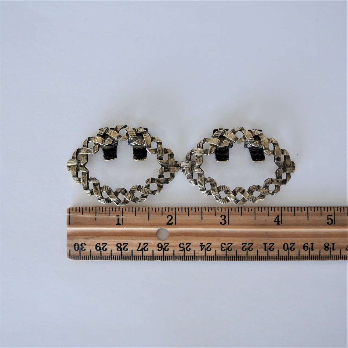 Vintage Brushed Gold Shoe Clips Oval Basket Weave Pattern Etsy