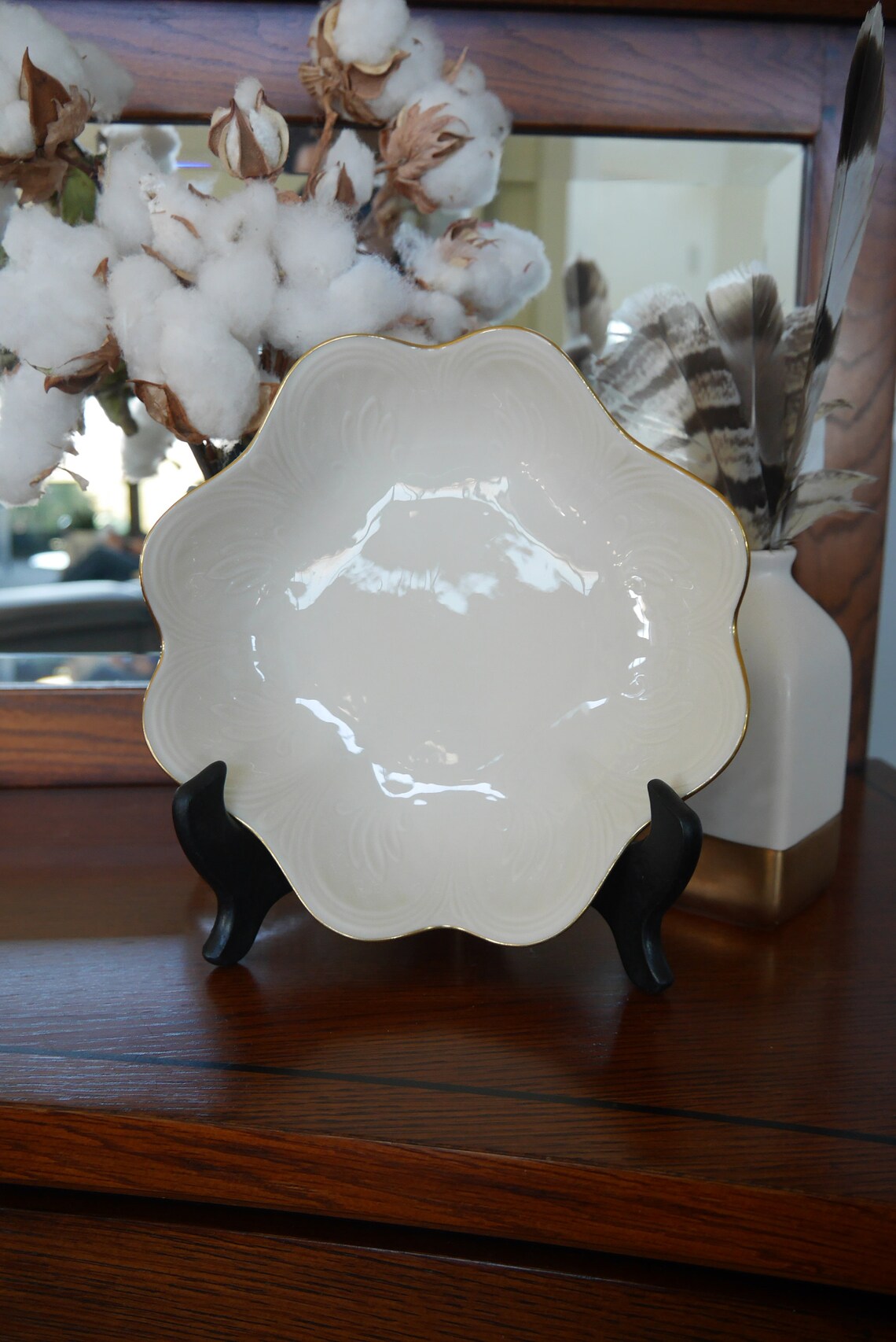 Vintage Lenox Ruffled Candy Dish Nut Bowl Embossed Leaf & Etsy