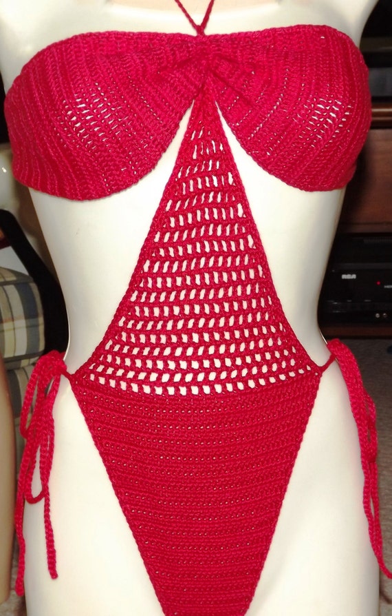 red tube top bikini