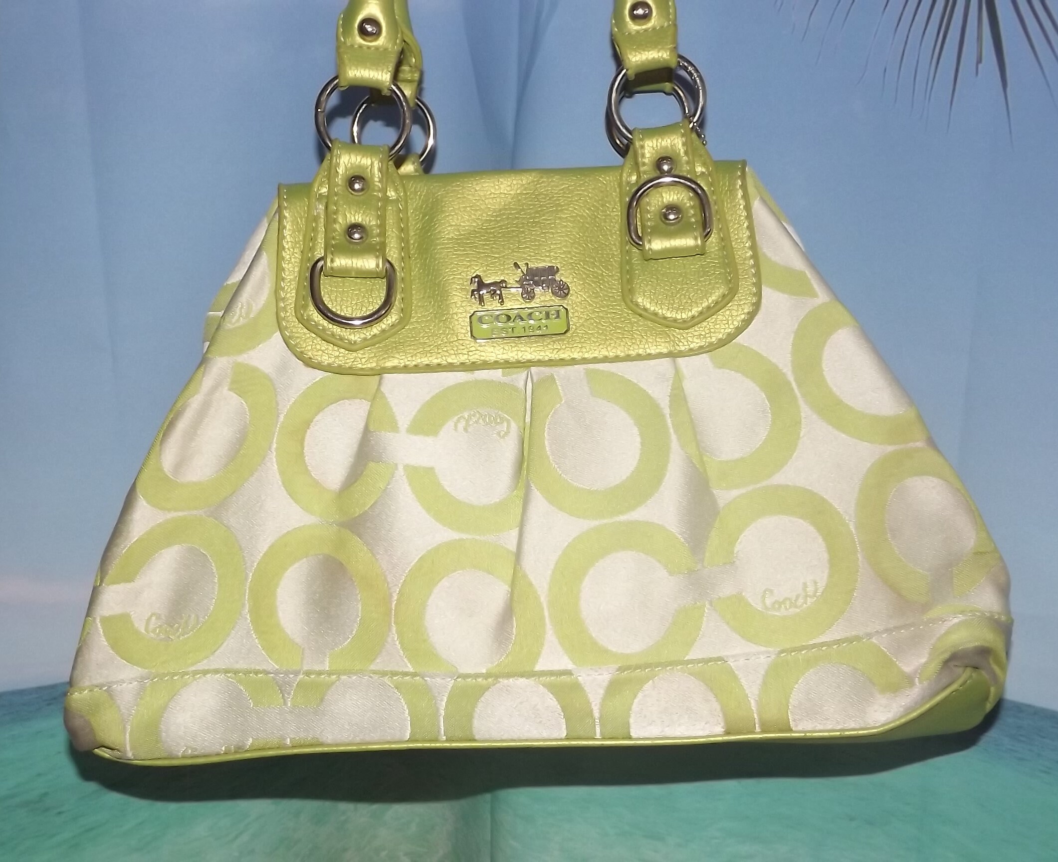 mint green coach purse