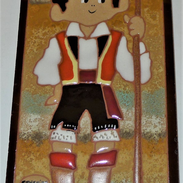 Beautiful souvenir plaque from TENERIFE,Spain - ceramic on slate 8" x 4"