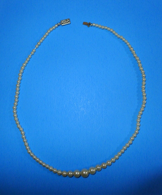 Joli collier ancien de simili perles - 16" - image 2