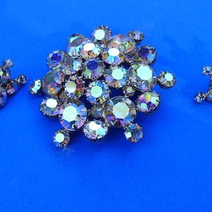 Splendid CONTINENTAL aurora borealis rhinestone brooch and earrings set image 1