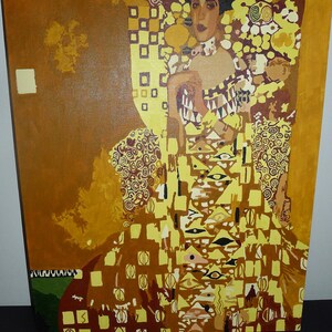 KLIMT - Portrait of Adele Bloch-Bauer paint by number completed, after the work of Klimt - approx. 20&quot; x 15&quot;