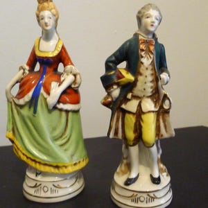 Elegant pair of MORIYAMA porcelain figurines made in occupied Japan