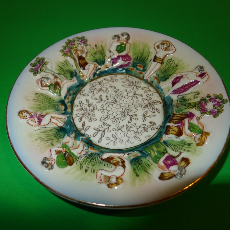 S.K.G Decorative Porcelain Plate Made in Occupied Japan With Women 4.75