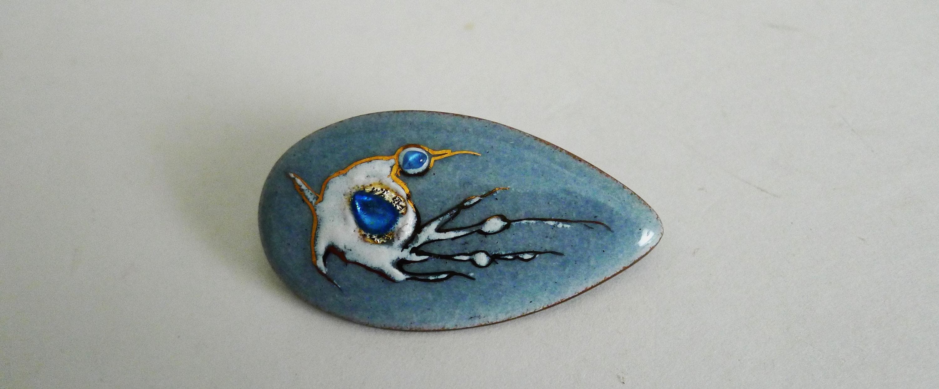 Broche Vintage En émail - Occasion Avec Quelques Manques - Bijou Ancien