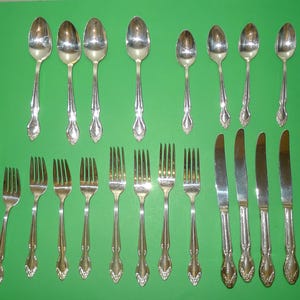 Vintage ROGERS Bros Silvery Mist Pattern Stainless Steel Flatware 20 Pc