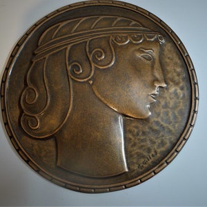 Rare ancienne plaque en cuivre, petit tableau Lourdes, XIXème Doré