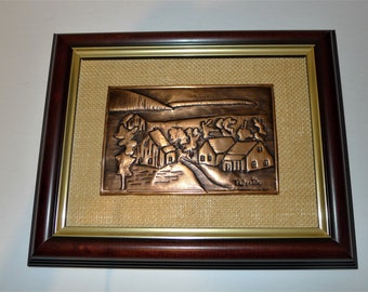 Beautiful embossed copper work signed N.Fortin,Charlevoix