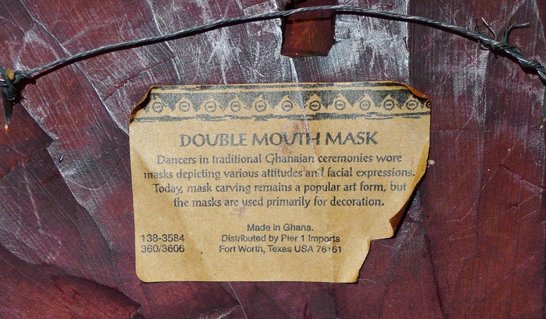 Rare GHANA Double Mouth Ceremonial Tribal Folk Art Carved Mask Ghana Tribal Mask made of wood in excellent condition.
