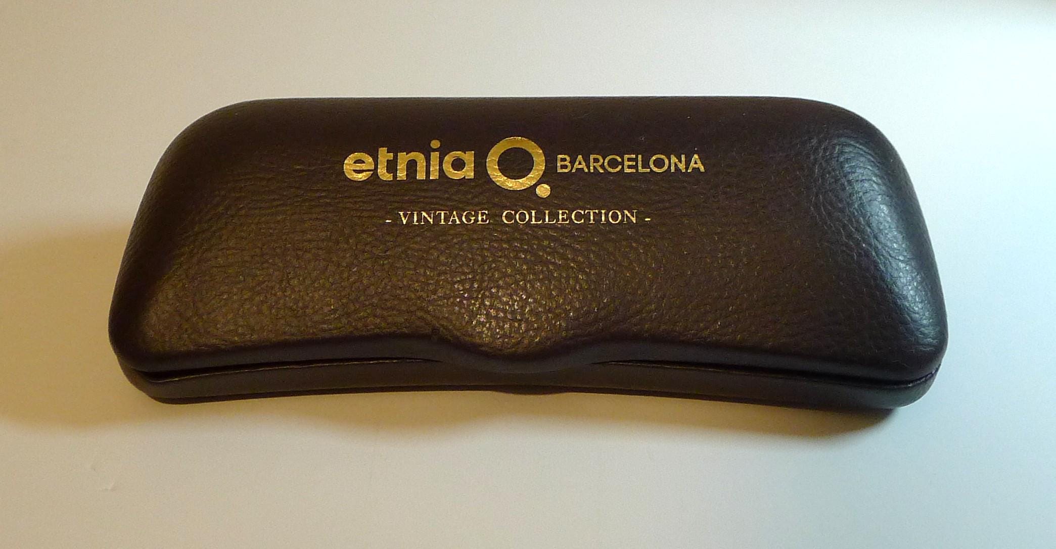Vintage ETNIA BARCELONA Gold-on-dark Brown Glasses Case 