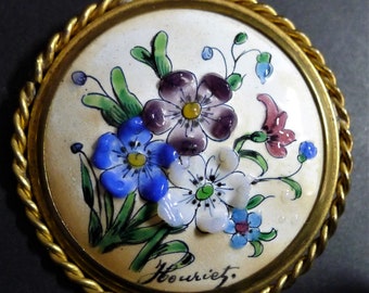 Broche Vintage Otarie Émail Rouge Et Or - Bijou Rétro - Occasion Bon État