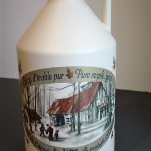 2 liter jug of maple syrup EMPTY - with traditional decoration