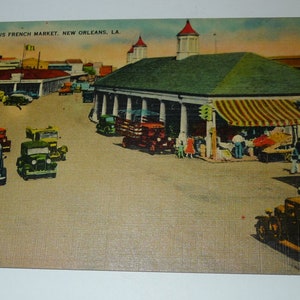 Old unused postcard from New Orleans -FAMOUS  FRENCH MARKET - Carte postale du Marché Français de la Nouvelle-Orléans.