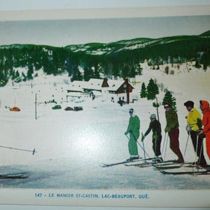 Ski au MANOIR ST-CASTIN,Lac Beauport - carte postale   des années 60 par Lorenzo Audet