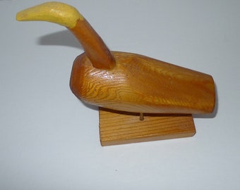 Goose carved in wood - from Quebec - Quebec Folk Art Wood Carving Stylized Goose