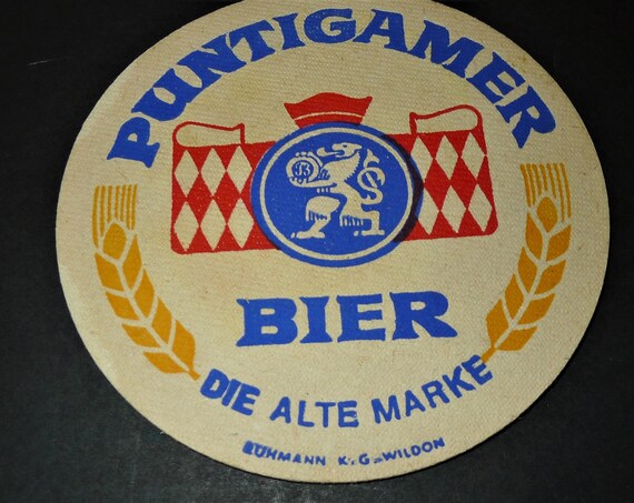 Vintage PUNTIGAMER BIER Beer Coaster, Graz, 1960's Puntigamer  Austrian Beer Coaster