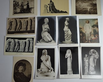 Lot of 12 old postcards from the LOUVRE MUSEUM