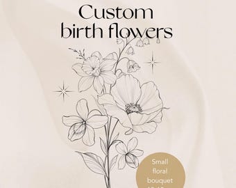 Custom Floral Tattoo Design: Fine Line Flower Bouquet (Digital design)