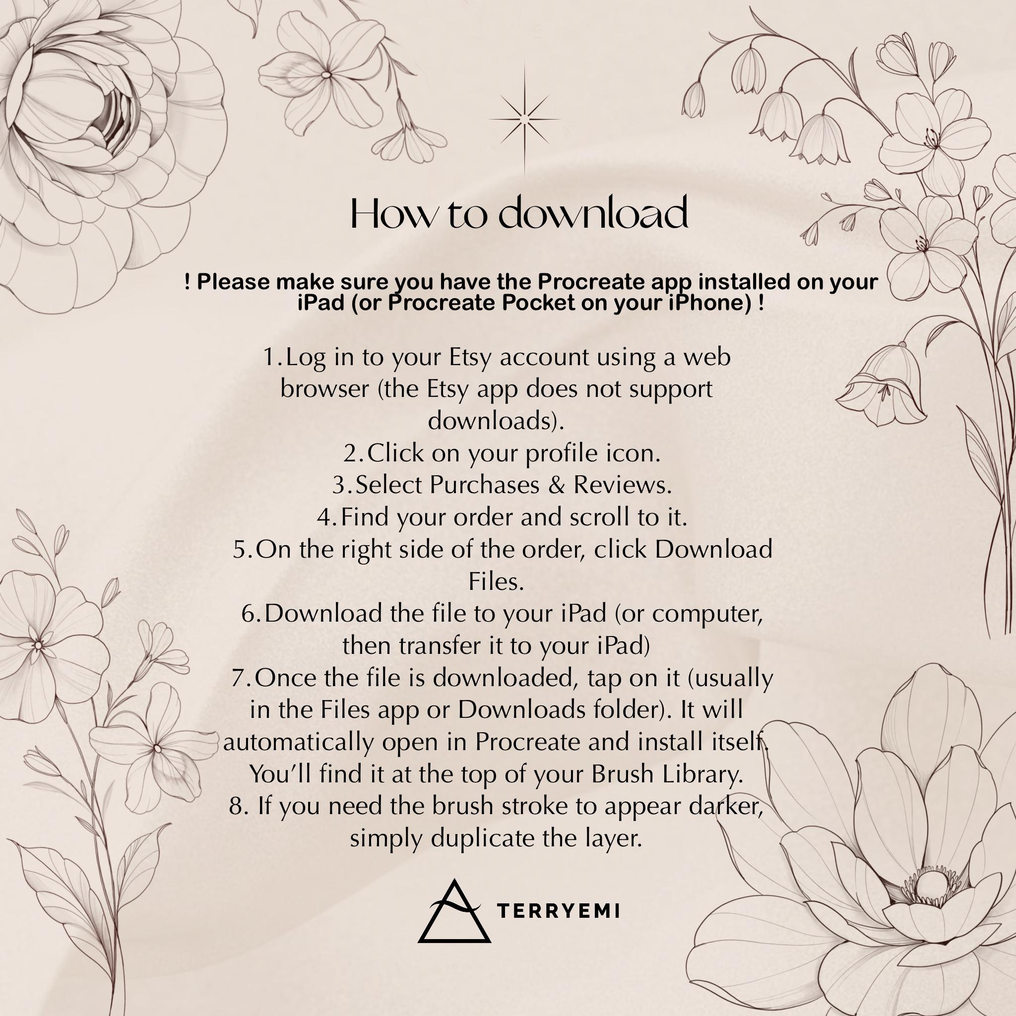Fineline Floral Bouquets Procreate Stamps: Flowers and Symbols Tattoo ...
