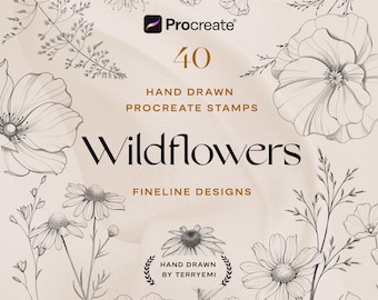 Procreate Floral Stamps: Wildflower Brush Set for iPad (PNG and ...