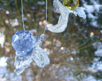 Mushroom dew drop prism ornament, mushroom casting, pewter mushroom ornament, handmade ornament, mushroom decor