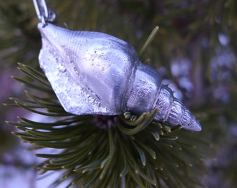 Spiral Shell necklace, recycled aluminum necklace, large spiral shell necklace on paperclip chain, handmade jewelry