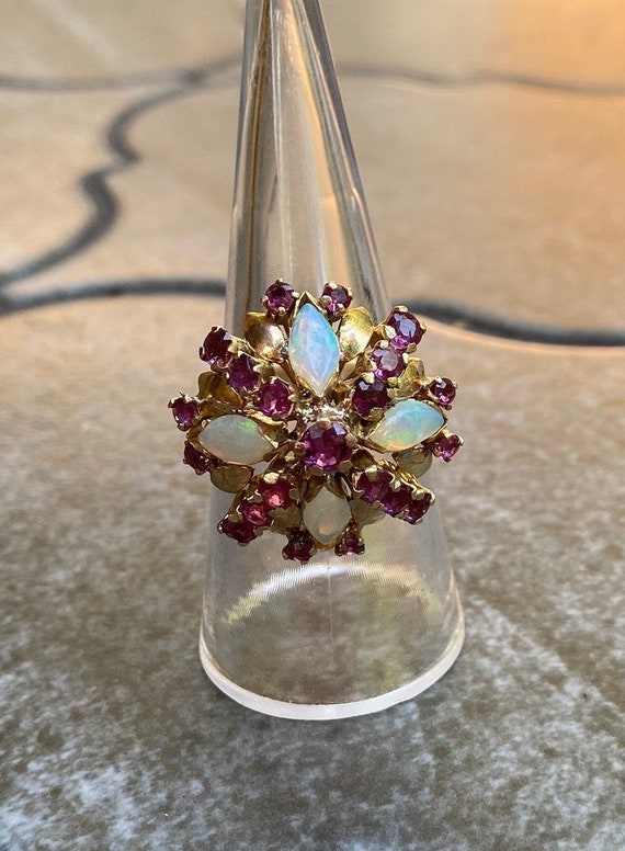 Large Opal and Ruby Harem Ring