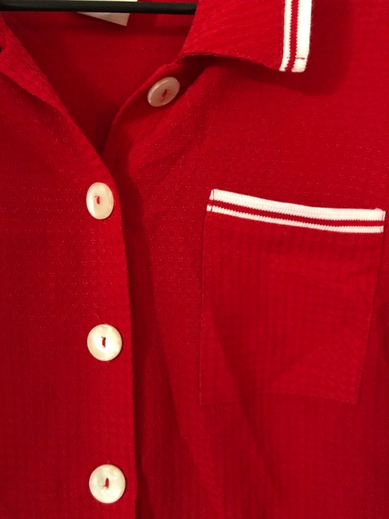 1980s red button down shirt