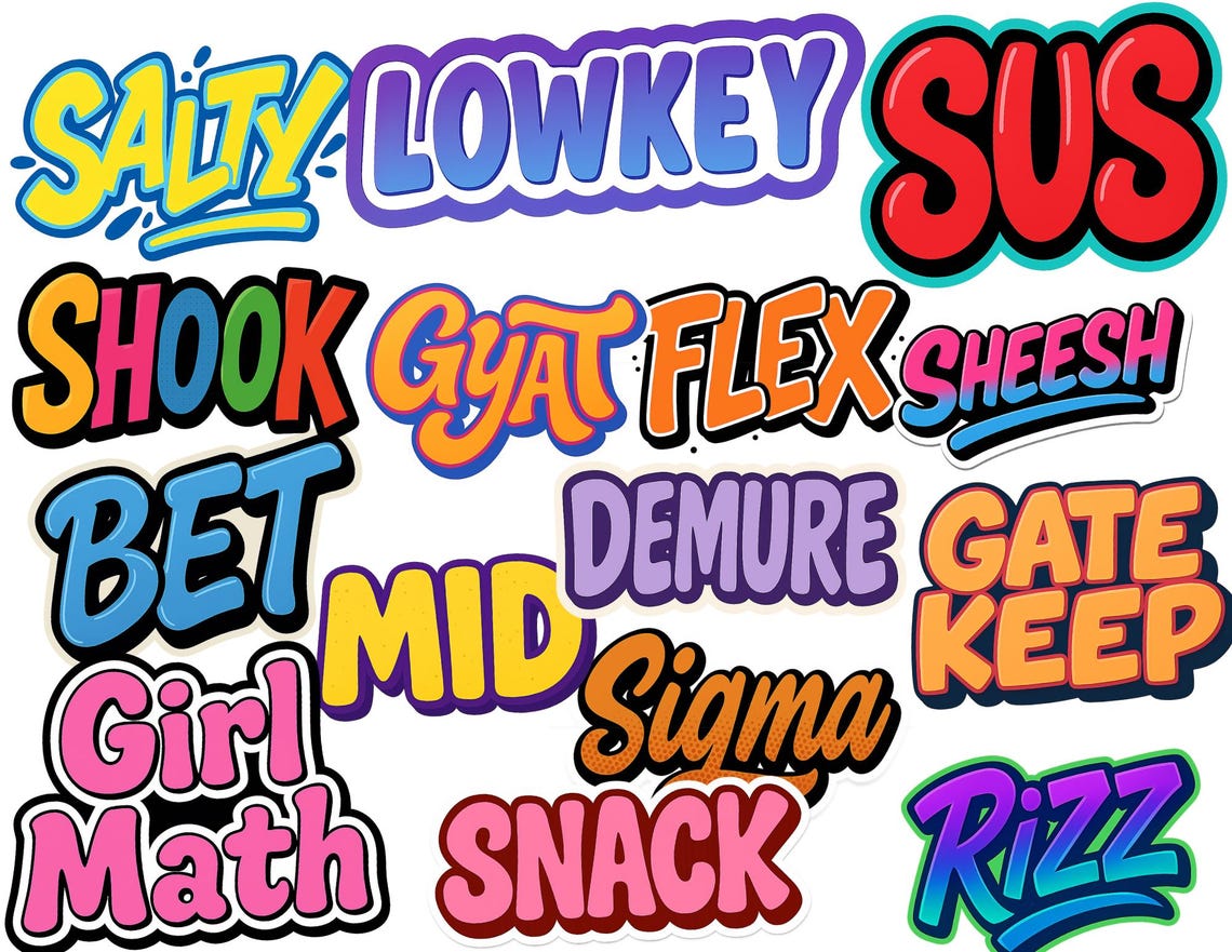 Gen Z Slang Photo Booth Props, Teen Party Signs, Printable Decorations ...