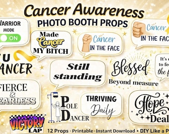 Cancer Awareness Photo Booth Requisiten Printable, Survivor Party Dekorationen, Spendenaktion Schilder, Instant Download DIY