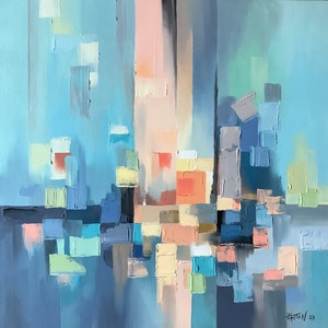 Abstract geometric reflection Original oil on canvas