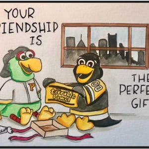 Pittsburgh Steelers, Penguins, and Pirates Greeting Card 3 Pack - 4x6 Hand painted Design - Blank Inside