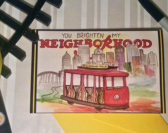 Pittsburgh Mr. Rogers Greeting Card 3 Pack - 4x6 Hand painted Design - Blank Inside