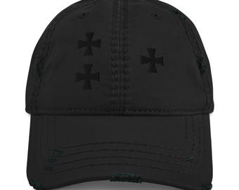 BLACK CROSSES - Distressed Dad Hat