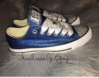 blue and silver glitter converse
