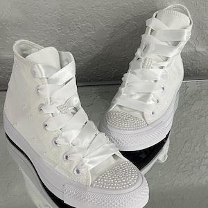 Womens high top wedding converse, bridal converse, wedding converse