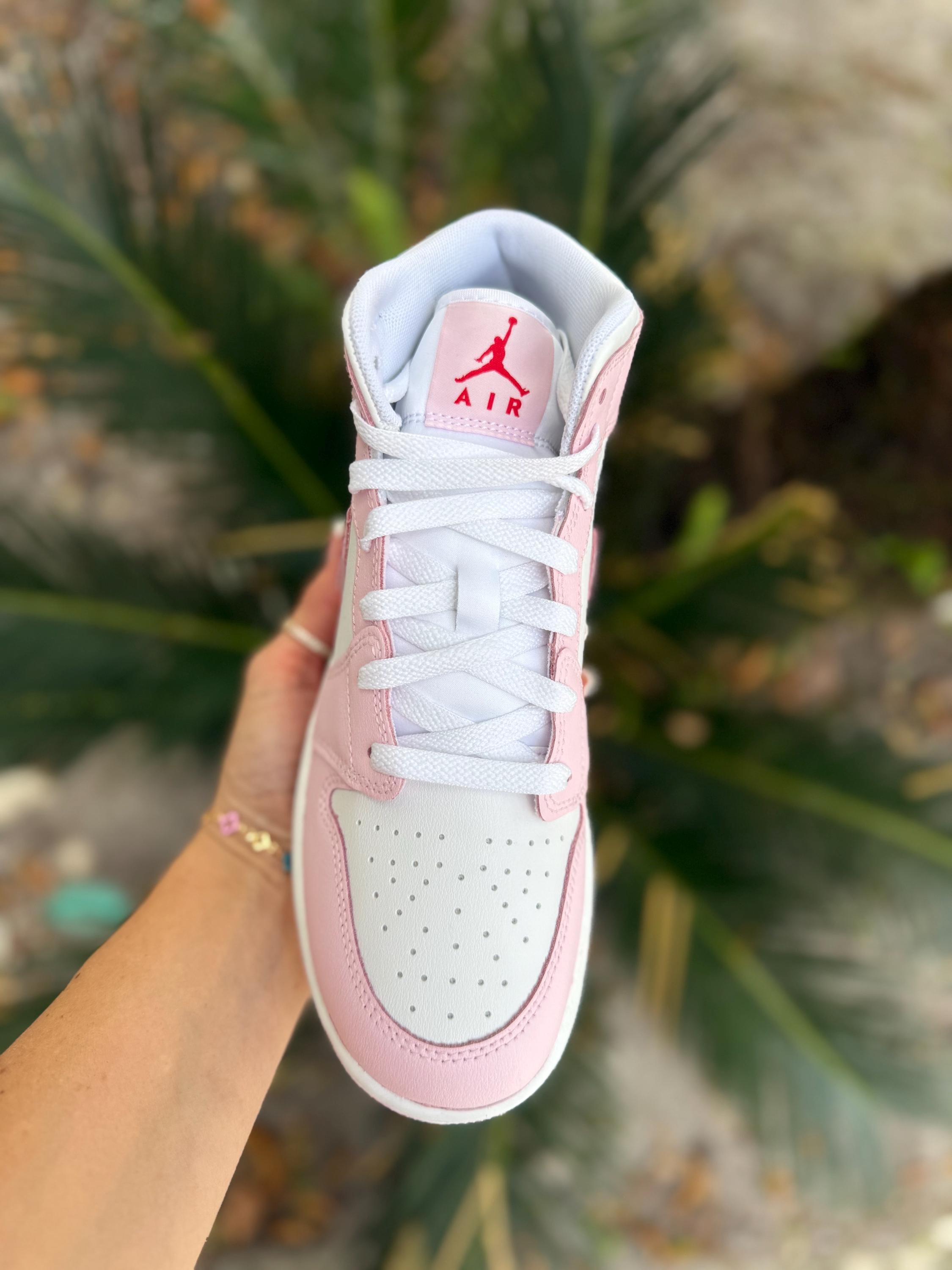 Bling Pink and White Toddler/kids/womens Jordan 1 Mids - Etsy