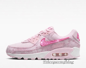 ¡Novedad! Zapatillas AIRMAX 90 de mezclilla rosa para mujer con cristales Swarovski