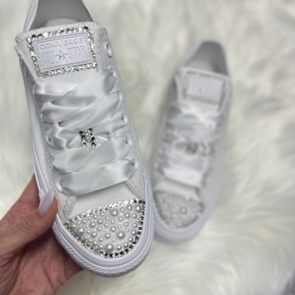 Wedding converse for bride, bridal converse, rhinestone converse, converse bling