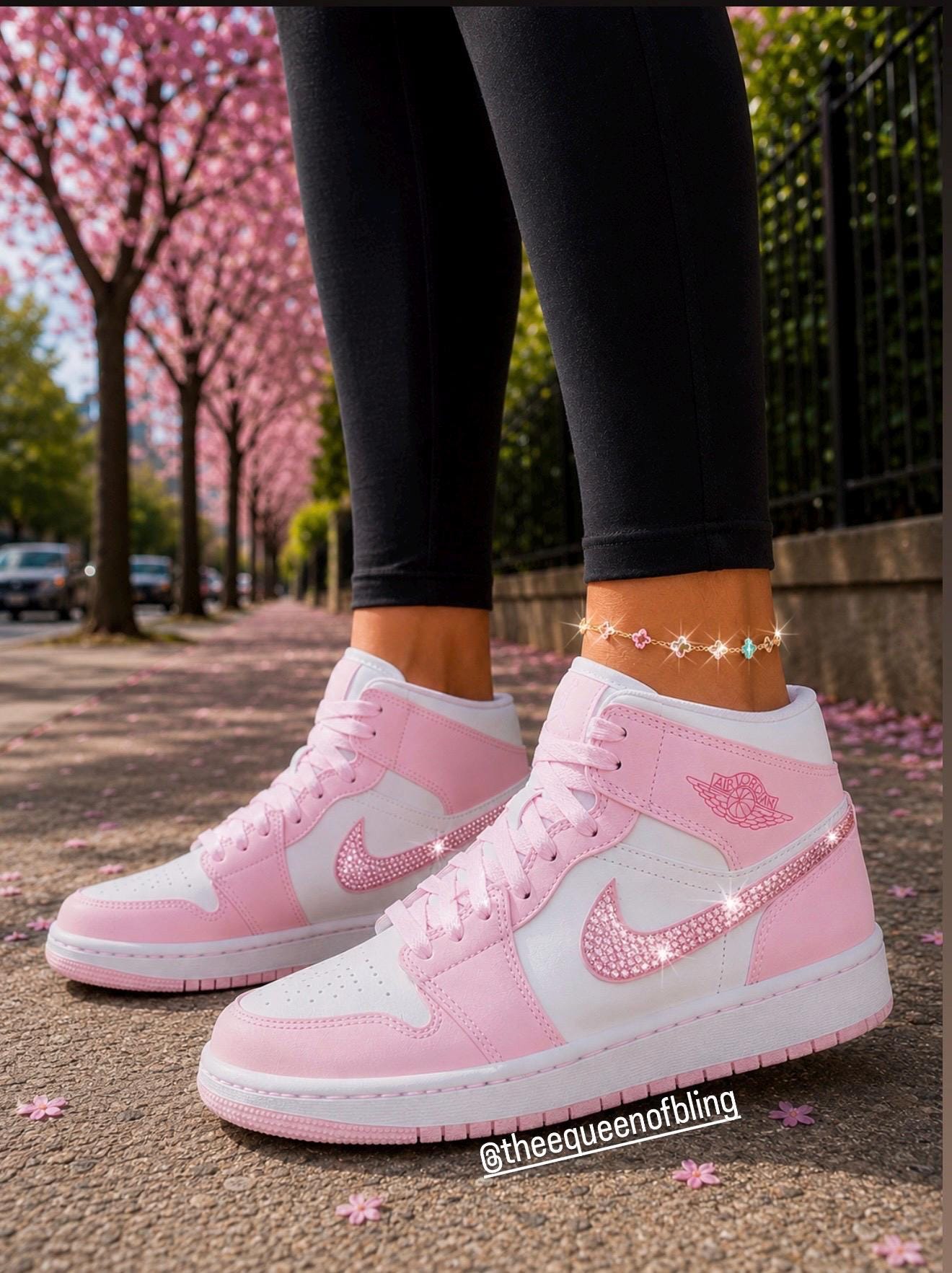Bling Pink and White Toddler/kids/womens Jordan 1 Mids - Etsy