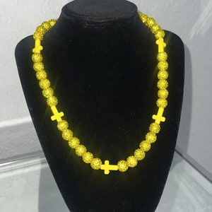 Effen kleur honkbal bling druppelketting, Bryce Harper-ketting, honkbalkralenketting, honkbalketting met strassteentjes met kruisen