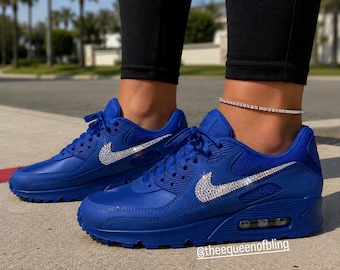 Womens blue air max 90 women with Swarvoski crystals